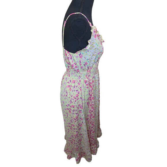 Sienna Sky Midi Dress Floral Smocked Ruffle Spaghetti Straps Smocked Medium - Picture 3 of 12